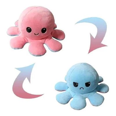 Pelúcia Polvo Humor Bipolar Reversível Azul E Rosa