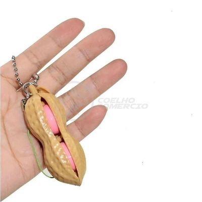 Chaveiro Amendoim Anti Stress Apertar Silicone Sensorial