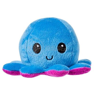 Polvo Reversível De Pelúcia Feliz E Bravo Azul E Roxo
