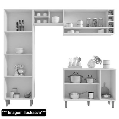 Cozinha 230Cm Com Balcão E Armário Aéreo Preto Fosco