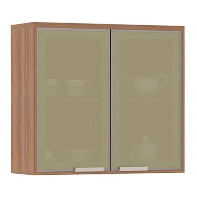Armário Aéreo 80cm 2 Portas Vidro Reflecta 1 Prateleira Lari