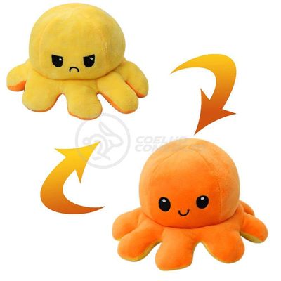 Polvo Reversível De Pelúcia 2 Em 1 Tiktok Laranja E Amarelo