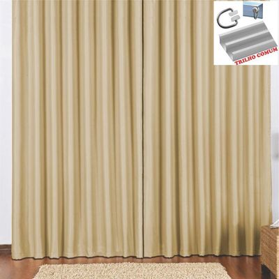 Cortina 2 Mts Sala Quarto Escritório Blackout Original Para Trilho Comum - Avelã