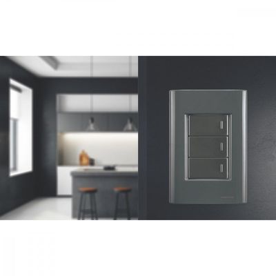 Placa 3 Postos 4x2 Tramontina Giz Grafite