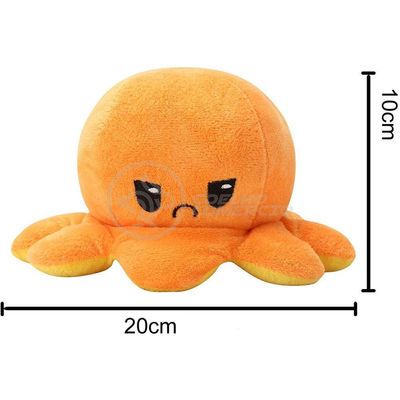 Polvo Reversível De Pelúcia Feliz E Bravo Laranja E Amarelo
