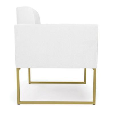 Poltrona Elisa Corino Branco Base Metálica Industrial Dourado - D'rossi