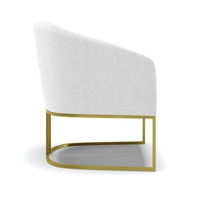 Kit 2 Poltronas Stella Bouclê Base Metálica Industrial Dourado - D'rossi Cor Off White