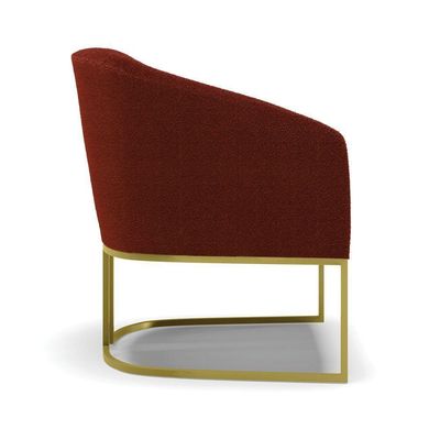 Kit 2 Poltronas Stella Bouclê Base Metálica Industrial Dourado - D'rossi Cor Terra