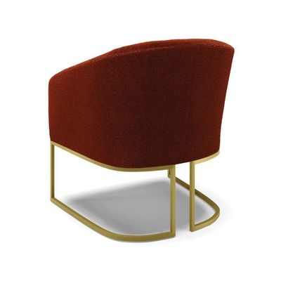Kit 2 Poltronas Stella Bouclê Base Metálica Industrial Dourado - D'rossi Cor Terra
