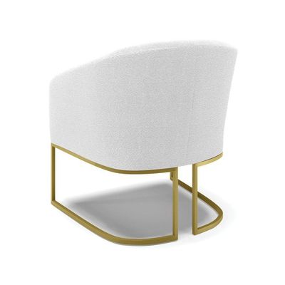 Kit 2 Poltronas Stella Bouclê Base Metálica Industrial Dourado - D'rossi Cor Off White
