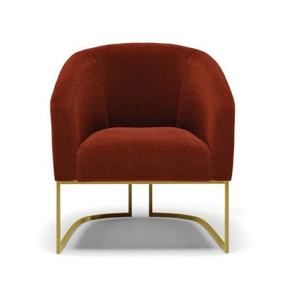 Kit 2 Poltronas Stella Bouclê Base Metálica Industrial Dourado - D'rossi Cor Terra