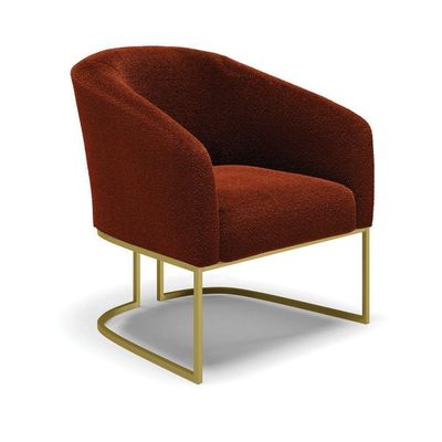Kit 2 Poltronas Stella Bouclê Base Metálica Industrial Dourado - D'rossi Cor Terra