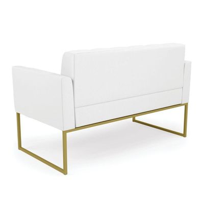 Sofá Namoradeira Elisa Corino Base Metálica Industrial Dourado - D'rossi Cor Branco