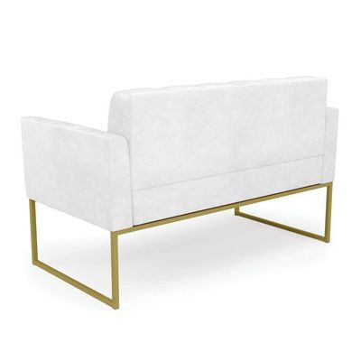 Sofá Namoradeira Elisa Corano Base Metálica Industrial Dourado - D'rossi Cor Branco