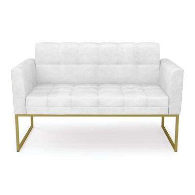 Sofá Namoradeira Elisa Corano Base Metálica Industrial Dourado - D'rossi Cor Branco
