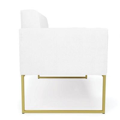 Sofá Namoradeira Elisa Corino Base Metálica Industrial Dourado - D'rossi Cor Branco