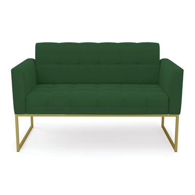 Sofá Namoradeira Elisa Veludo Base Metálica Industrial Dourado - D'rossi Cor Verde