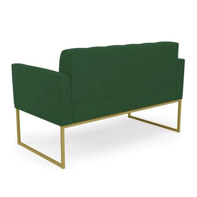 Sofá Namoradeira Elisa Veludo Base Metálica Industrial Dourado - D'rossi Cor Verde