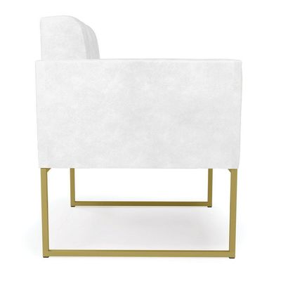 Sofá Namoradeira Elisa Corano Base Metálica Industrial Dourado - D'rossi Cor Branco