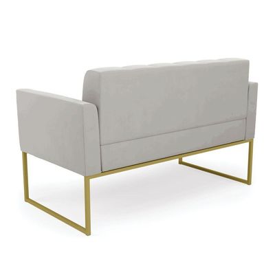 Sofá Namoradeira Elisa Veludo Base Metálica Industrial Dourado - D'rossi Cor Cinza