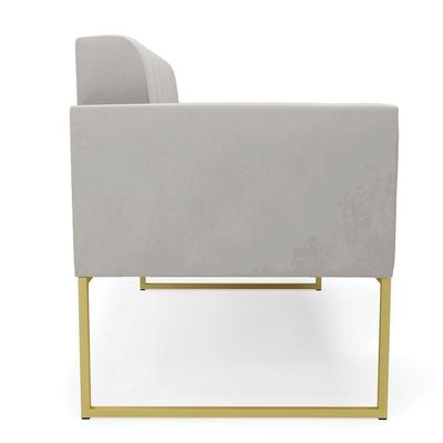 Sofá Namoradeira Elisa Veludo Base Metálica Industrial Dourado - D'rossi Cor Cinza