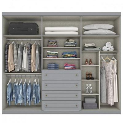 Guarda Roupa Henn Americano 6 Portas 4 Gavetas D205-05 Cinza