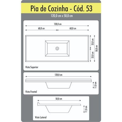 Tampo Para Pia De Cozinha Rorato 1,20x0,50 Granitada 505308 Preto Plus