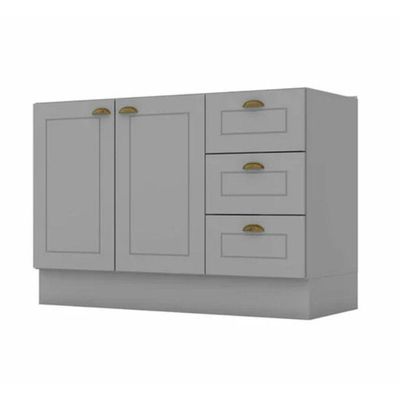 Balcão 2 Portas Clássico 120 Cm Sem Tampo Henn C353-05 Cinza