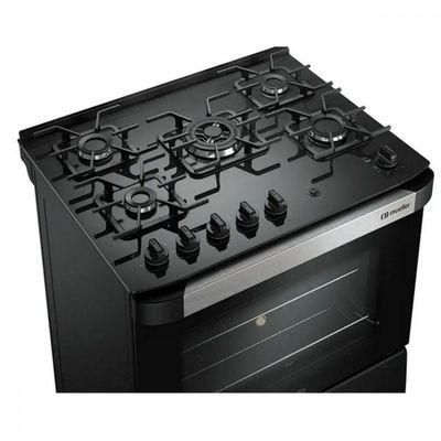 Fogão 5 Bocas Mueller Decorato Vetro Preto Bivolt