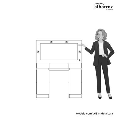 Camarim Albatroz Studio 2 Portas 4 Gavetas 21.501.127 Branco Com Fosco