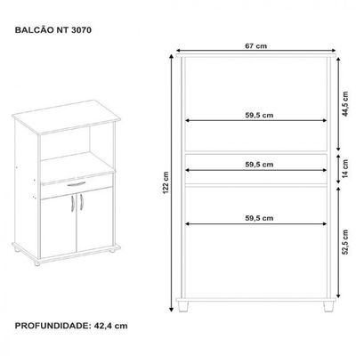 Balcão Notável Multiuso Para Micro-Ondas/Forno Branco
