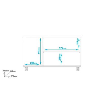 Armário Em Mdp Com 3 Portas 1 Prateleira E 4 Pés Com Rodízio Brv Móveis Branco