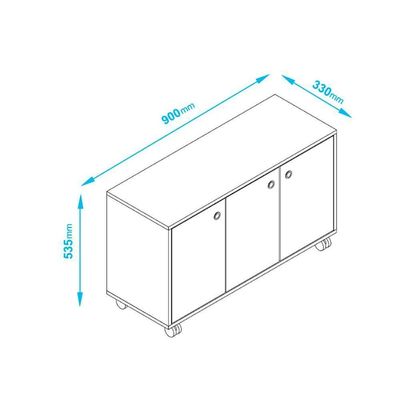 Armário Em Mdp Com 3 Portas 1 Prateleira E 4 Pés Com Rodízio Brv Móveis Branco