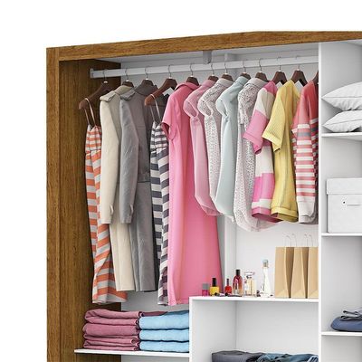 Guarda Roupa Fortaleza 3 Portas Espelho Freijó OffWhite