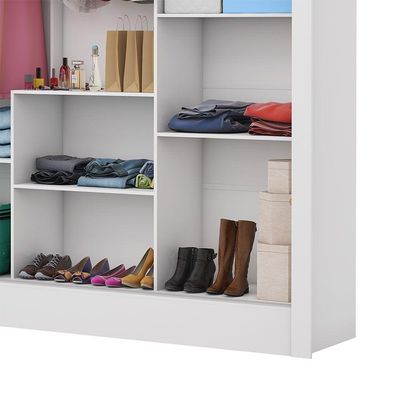 Guarda Roupa Casal Fortaleza 3 Portas Espelho Carioca Branco