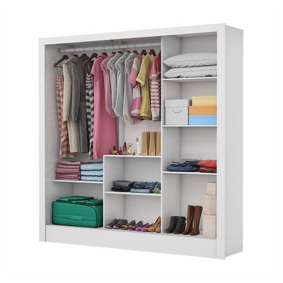 Guarda Roupa Casal Fortaleza 3 Portas Espelho Carioca Branco