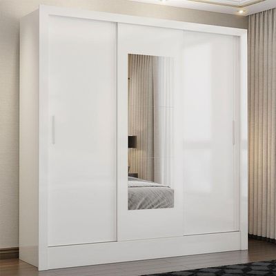 Guarda Roupa Casal Fortaleza 3 Portas Espelho Carioca Branco