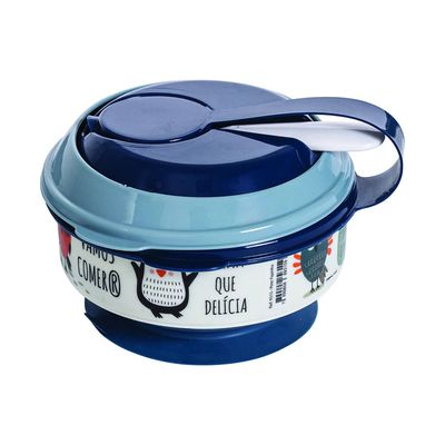 Pote Papinha Plasútil com Amassador Decorado Menino 300ml UNICA