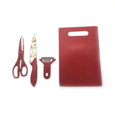 Kit de Cozinha Le com Tábua, Tesoura, Descascador e Faca UNICA