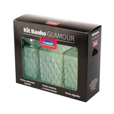 Kit para Banheiro Plasútil Glamour Verde Topázio UNICA