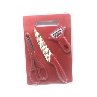 Kit de Cozinha Le com Tábua, Tesoura, Descascador e Faca UNICA