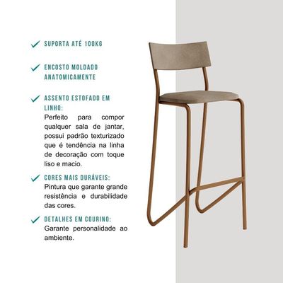Kit 2 Banquetas Altas Cozinha Balcão 1747 Carraro Rose