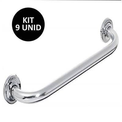 Alça De Apoio Banheiro Kit 9 Uni 40Cm Barra