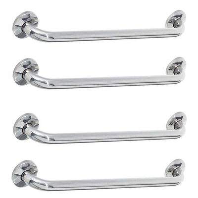 Alça De Apoio 40Cm Kit 4 Unidades Inox Barra Cadeirante Acessibilidade Idoso Banheiro Deficiente
