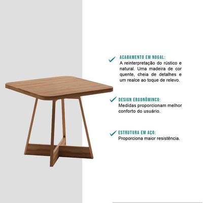 Mesa De Jantar Quadrada 90 Cm átria 1593 Carraro Nogal/rose