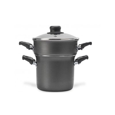 Mini Cuscuzeira Grafite 10 Cm 0,8 L Com Alça Em Alumínio Com Revestimento Antiaderente Multiflon