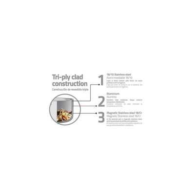 Frigideira Grano Baquelite Em Aço Inox Com Corpo Triplo E Cabo De Baquelite 26 Cm 2,2 L
