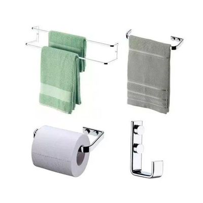 Kit Future Cromado Porta Toalha toalheiro papeleira Cabide
