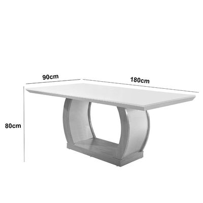 Mesa Para Sala De Jantar 180cm Em Mdf E Vidro Com Canto Copo Off White/ Imbuia/ Off/ Serig. Off