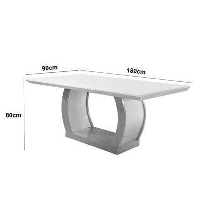 Mesa Para Sala De Jantar Milena 180cm Em Mdf E Vidro Com Canto Copo Grafite/ Imbuia/ Serig. Grafite